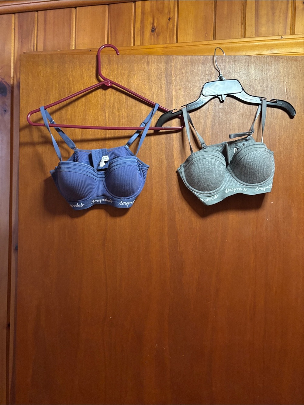 Aeropostale Ribbed Push-Up Bra Set in Blue and Gray